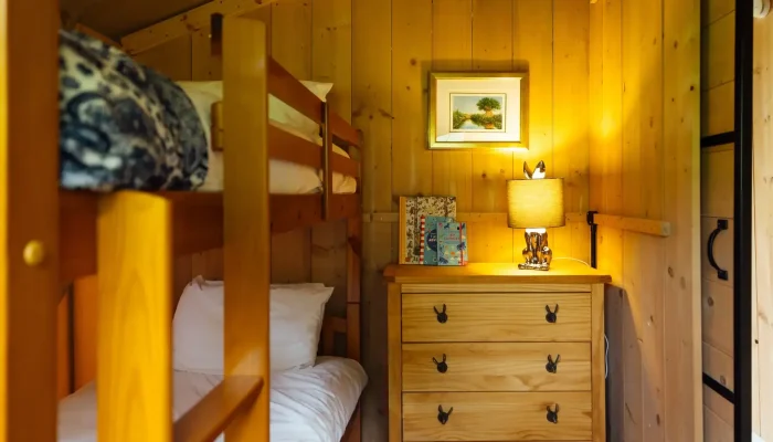 Bunk bedroom in Horsecombe Lodge suitable for children and family stays